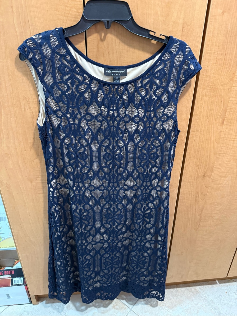 connected apparel Navy Lace Overlay Tunic